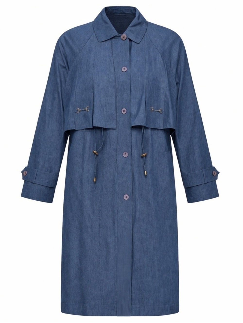 Vintage sequence women's Blue Rain Full Length Relaxed Fit Trench Coat sz 11/12